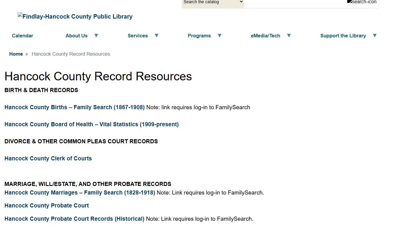 Hancock County Record Resources Findlay-Hancock County Public Library
